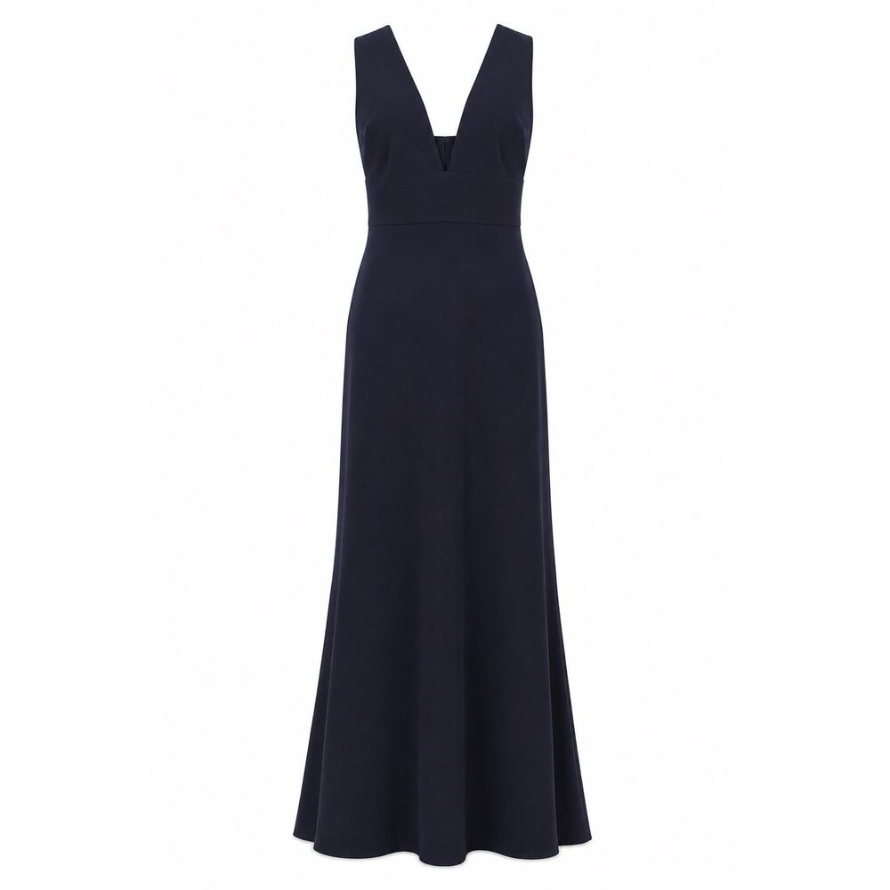 Watters Cheyanne Ballad Crepe Gown Navy Blue Formal Dress 16W. Wedding Guest